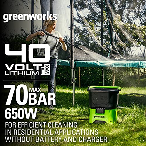 Greenworks Akku-Hochdruckreiniger GDC40 (Li-Ion 40V 650 Watt Motorleistung 70 bar Druck 300 l/h Durchflussmenge 20 ltr. Tank 6 m Schlauch ohne Akku und Ladegerät) - 3